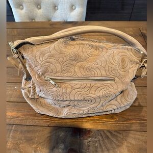 Elegant Beige Embossed Sueded Women's Bag
